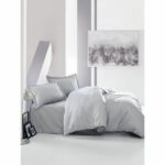 Bedding set - 1 duvet cover 220 x 240 cm + 2 pillowcases 60 x 60 cm - 100% cotton satin - Grey