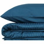 Bedding set - 1 duvet cover 220 x 240 cm + 2 pillowcases 60 x 60 cm - 100% cotton satin - Blue - Image 4