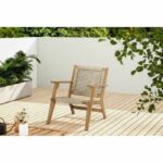 FSC acacia wooden garden armchair and braided resin - Merida model - olive green – Bild 2