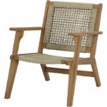 FSC acacia wooden garden armchair and braided resin - Merida model - olive green