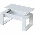 Liftable coffee table - White melamine - L 105 x D 55 x H 45 cm NOVA
