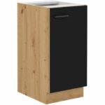 Low cabinet - MODENA - 40 cm - 1 hinged door - Artisan oak and matt black - CUISINIER