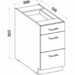 MODENA - Low cabinet with saucepan - 3 drawers - 40 cm - Artisan oak / Matt black - Worktop not included - Image 3