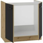 MODENA - Under-sink cabinet - 2 hinged doors - 80 cm - Artisan oak / Matt black - Worktop not included - Image 3