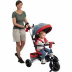 MONDO Convertible and foldable evolutionary tricycle with rotating seat - On & Go Moovi Explore - Red - 12 months and more