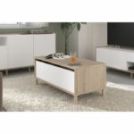MORPHOS lift-up coffee table - L 100 x D 50 x H 43.6 cm - Rectangular - White / Oak decor - PARISOT - Image 2