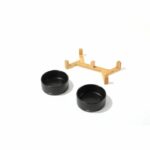Ceramic bowls with bamboo stand 2x350 ml - Mpets - OPERA - Black - Image 2