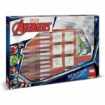 Stamp set - MULTIPRINT - 4873 - Avengers - 7 wooden and latex stamps, 12 Giotto markers, ruler, coloring book