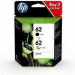 HP 62 Pack of 2 Genuine Black / Three-Color Ink Cartridges for HP Envy 5540/5640/7640 (N9J71AE)