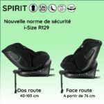 Isofix car seat NANIA SPIRIT 40-150 cm R129  0 to 10 years  Rear facing 40-105 cm  Adjustable headrest  Reclining  Swiveling  Black - Image 3