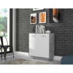 Small buffet - Pilvi storage unit - 2 doors - white and light concrete - L 82.9 x D 34.2 x H 88.1 cm - Image 3