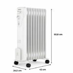 Electric oil bath radiator - 2000 watts - Oceanic - 3 powers - 9 elements - Mobile - White - Image 4