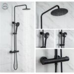 Oceanic shower column - Thermostatic mixer - High round apple diameter 20 cm - matt black - Image 4