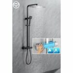 Oceanic shower column - Thermostatic mixer Cold body - High square apple 30x30 cm - matt black - Image 2