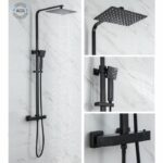 OCEANIC Shower column - Thermostatic mixer - Rectangular high head 30x20 cm - Matt black - Image 3