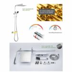 OCEANIC Shower column - Thermostatic mixer - Rectangular high head 30x20 cm - Chrome - Image 6