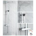 OCEANIC Shower column - Thermostatic mixer - 30x30 cm square high head - Chrome - Image 4