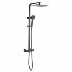 Oceanic shower column - Thermostatic mixer - High square apple 30x30 cm - matt black
