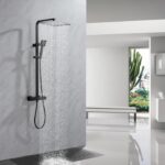 Oceanic shower column - Thermostatic mixer - High square apple 30x30 cm - matt black - Image 5
