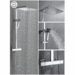 Oceanic shower column - Thermostatic mixer - High square apple 40x40 cm - Chrome - Image 6