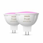 Connected bulb - PHILIPS HUE - MR16 - White and colored light - Bluetooth compatible - Pack of 2 - Works with app and voice