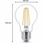 Philips, pack of 6 E27 transparent LED bulbs 60W, warm white - Image 2