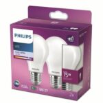 Philips LED Equivalent 75W E27 Cold White Non -Dimmable, Glass, Lot of 2