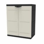 Titanium Plastiken Low Cabinet 2 Doors With Etageres L70 x P44 x H88 cm Beige and Black Titanium Interior/Outdoor range - Image 2