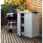 Titanium Plastiken Low Cabinet 2 doors with Etageres L70 x P44 x H88 cm Beige and Taupe Titanium Interior/Outdoor range - Image 3