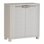SPACESAVER 90 PLASTIKEN 2-door low cabinet with shelves - l 90 xd 45 xh 100 cm - Space SAVER range - Indoor and Outdoor