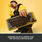 Logitech Wireless Keyboard - Mechanical POP Keys with Customizable Emoji Keys, Bluetooth or USB, Durable Compact Design - Yellow - Image 2