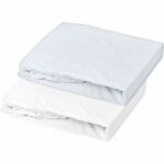 Set of 2 fitted sheets - P'TIT DODO - Jersey - 70 x 140 cm - White / Light blue