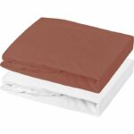 Set of 1 mattress protector + 1 fitted sheet - P'TIT DODO - 70 x 140 cm - White / Terracotta