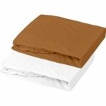 Set of 1 mattress protector + 1 fitted sheet - P'TIT DODO - 60 x 120 cm - White / Caramel