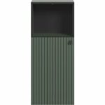 Bathroom cabinet - Low storage - Sage green and black decor - L40 x H95 x D31cm - PURE BLISS