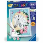 CreArt Kids 18x24cm Flowery Unicorn, Ages 9+, Paint by Numbers Kit, Art Number, 25834, Ravensburger