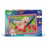 CreArt Kids 31x21cm Labrador and Tulips, Paint by Numbers Kit, Ages 7+, 25852, Ravensburger