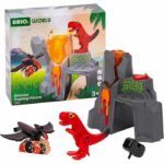 Brio Erupting Volcano Dinosaur - Wooden Train Set Accessory - Battery-Free/Magnet Play Action - Ages 3 and Up -