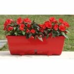 RIVIERA EVA flower box - Set of 2 planters - Plastic - 57 cm - Red - Image 2