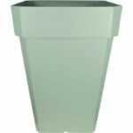 RIVIERA SOLEILLA square flower box – Plastic – Height 53 cm – Clay green