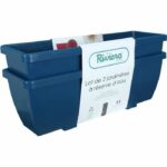 RIVIERA EVA flower box - Set of 2 planters - Plastic - 57 cm - Blue