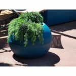 RIVIERA GRANIT BOULE round flower box - Plastic - Diameter 40 cm - Blue - Image 2
