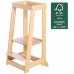 Montessori Learning Tower - ROBA - FSC Certified Bamboo - Adjustable to 3 Height Levels - Up to 80 Kg - Natural