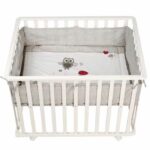 Baby Park 100x75 cm + Adam and Eule Owl Print Mat + 4 Wheels - ROBA - White Wood