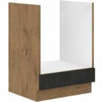 ROCK oven cabinet - Melamine with lancelot oak and matera gray decor - L60 x H82 cm
