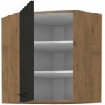 ROCK corner tall unit - Lancelot oak and matera gray decor melamine - 1 door - L58 x H72 cm - Image 2