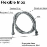 Shower hose - ROUSSEAU - Metal nuts - Safety crimps - Length 1.50m - Single-grip chrome-plated stainless steel - Image 3