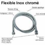 Shower hose - ROUSSEAU - Universal connector - Compact size - Metal nuts - Length 1.50m - Single-grip chrome-plated stainless steel – Bild 4