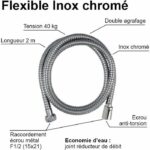 Shower hose - ROUSSEAU - Anti-twist metal nuts - Flow reduction - Length 2 m - Double-stapled chrome-plated stainless steel – Bild 3