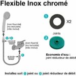 Shower hose - ROUSSEAU - Anti-twist metal nuts - Flow reduction - Length 2 m - Double-stapled chrome-plated stainless steel – Bild 4
